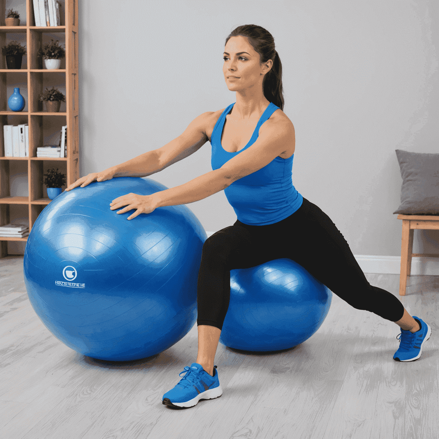 Stabiler Gymnastikball in leuchtendem Blau, geeignet für verschiedene Übungen